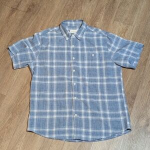 Men's Weatherproof Vintage Blue Plaid Shirt Size L